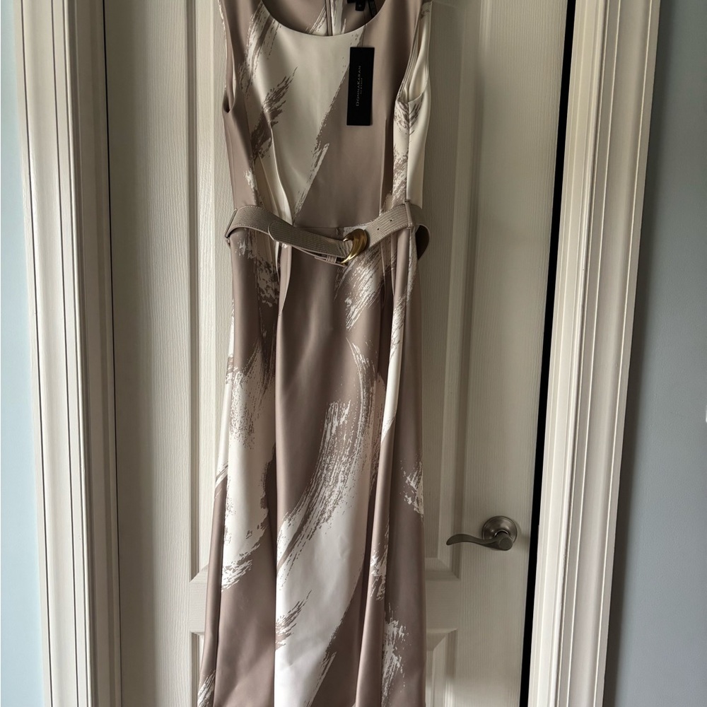 Donna Karan Elegant Beige and Cream Maxi Dress